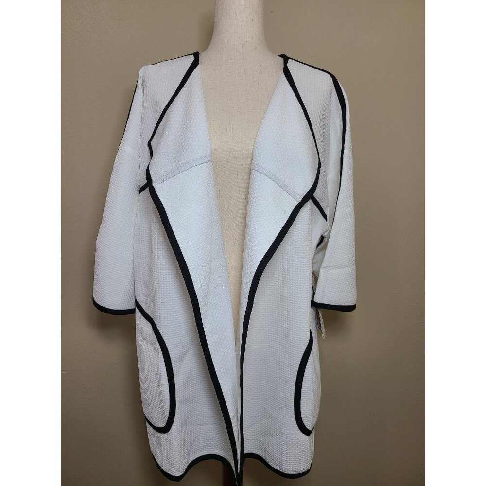 New Look Womens Short Sleeves Overcoat Black White Size XXL A206